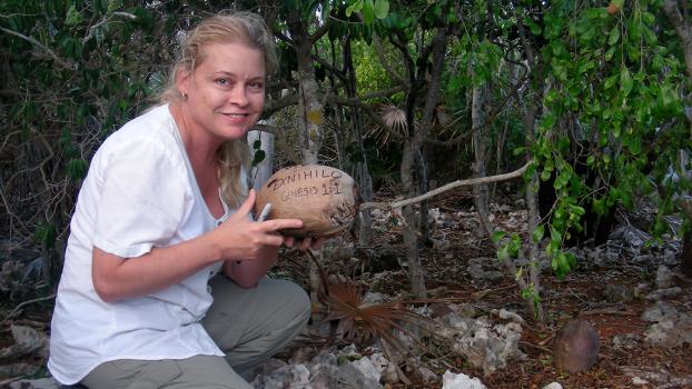 Blair getting ready to plant the Exnihilo coconut