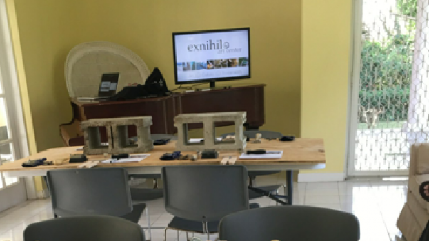 An historic living room turned classroom