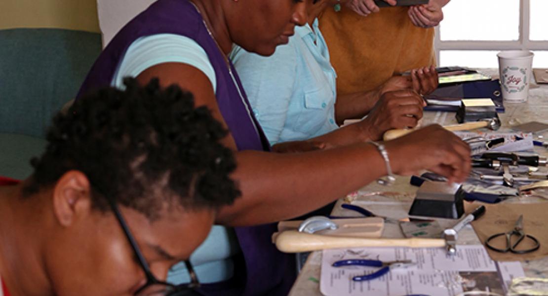 Blair leads the first Exnihilo silversmithing workshop in Nassau