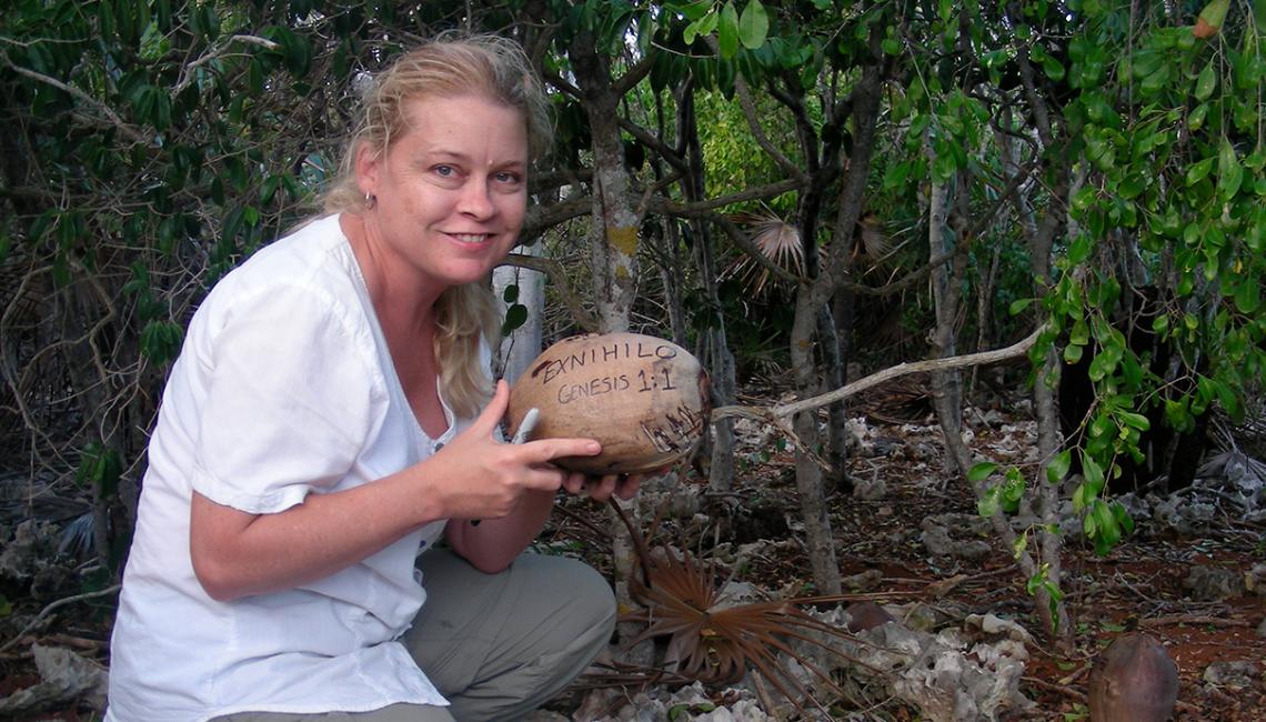 Blair getting ready to plant the Exnihilo coconut